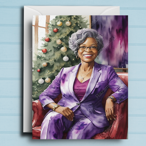 Black Woman W Christmas Card